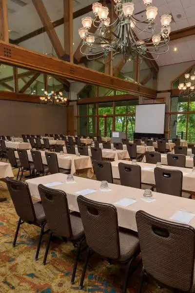 Ballroom set up for a meeting at the Eagle Ridge Resort and Spa